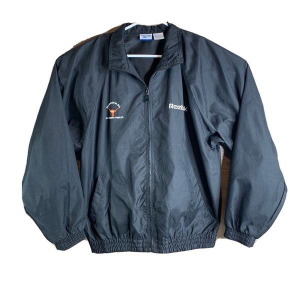 Reebok Mens Full Zip Windbreaker Embroidered "Get Teed Off At O.U."  Black Sz M - Picture 1 of 11